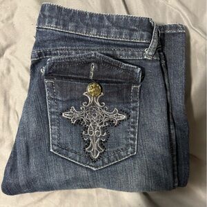 Embroidered Blue Denim Jeans